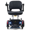 Golden Buzzarround CarryOn Travel Power Wheelchair GP130 Velvet Red Front View with Head Lights On