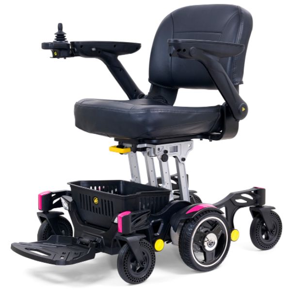 Golden Buzzarround CarryOn Travel Power Wheelchair GP130 with Orchid Pink Shrouds