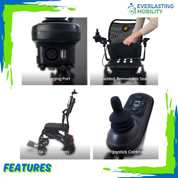 Golden Cricket Folding Power Wheelchair  Features