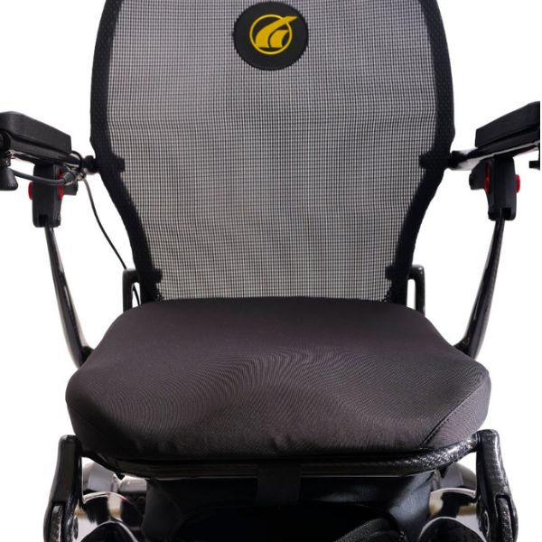 Golden Cricket Folding Power Wheelchair Seat Close Up View