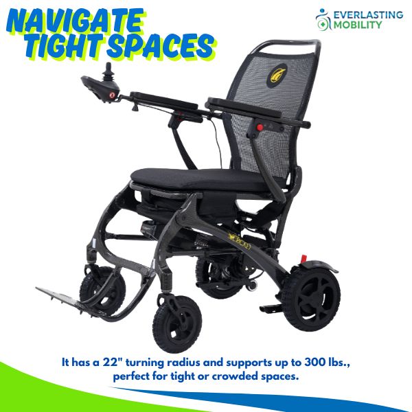 Golden Cricket Folding Power Wheelchair in Side View