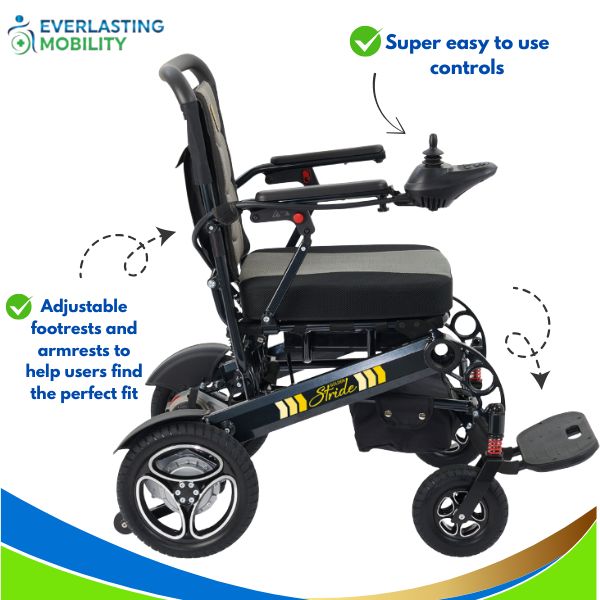 Golden Stride Folding Power Wheelchair in Right Side View