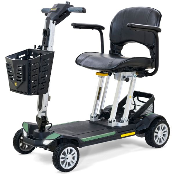 Golden Technologies Buzzaround Carry On Folding Mobility Scooter GB120 Army Green Color View
