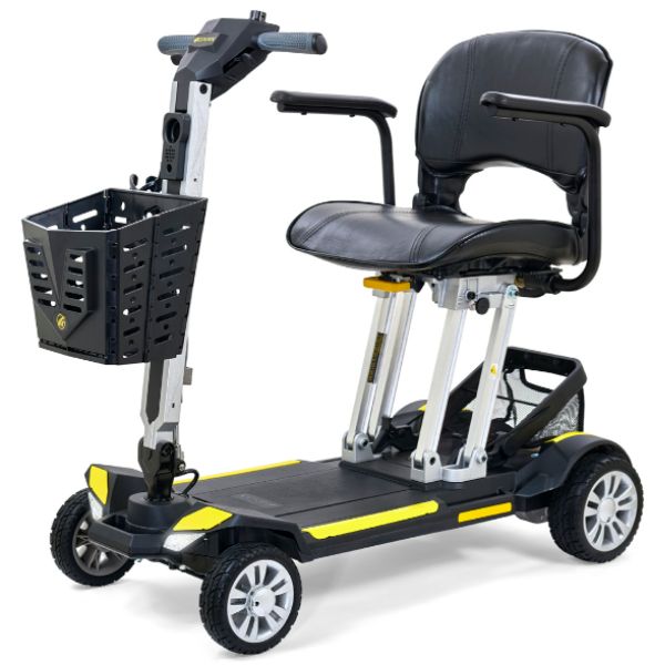 Golden Technologies Buzzaround Carry On Folding Mobility Scooter GB120 Canary Yellow Color View
