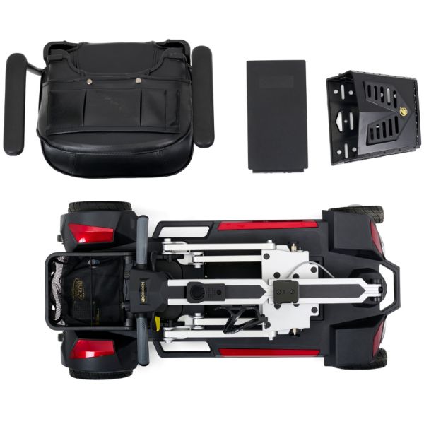 Golden Technologies Buzzaround Carry On Folding Mobility Scooter GB120 Red  Color Disassembled