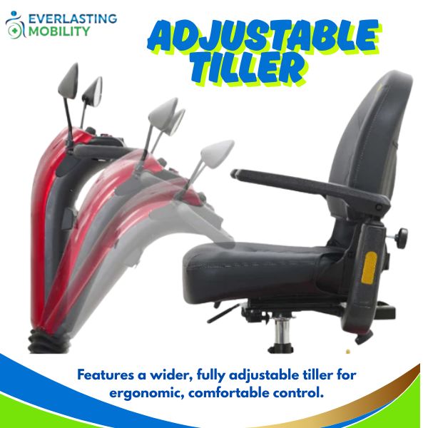 Golden Technologies Companion 4-Wheel Bariatric Scooter GC440 Showing the Adjustable Tiller