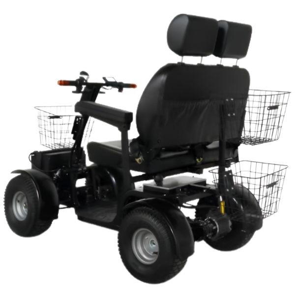 Green Transporter Cheeta Ninja All-Terrain Mobility Scooter Dual Seat Back View