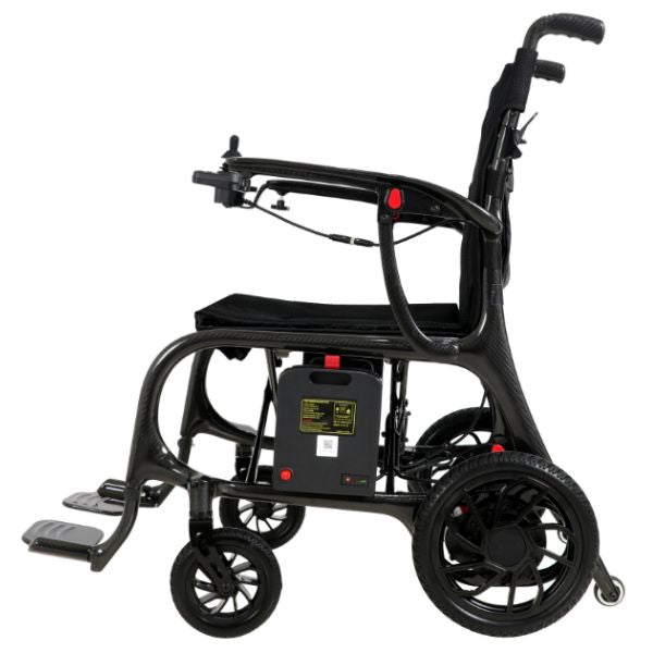 Helium Ultra Lightweight Power Wheelchair Black Left Side View