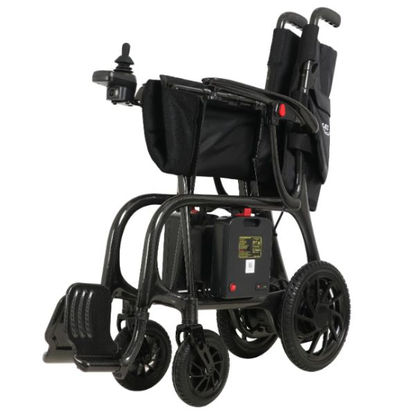 Helium Ultra Lightweight Power Wheelchair Black in Folding Position
