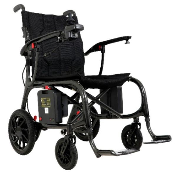 Helium Ultra Lightweight Power Wheelchair Black in Right Angle View