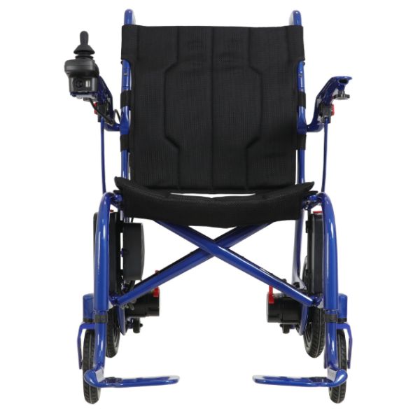 Helium Ultra Lightweight Power Wheelchair Blue Front View