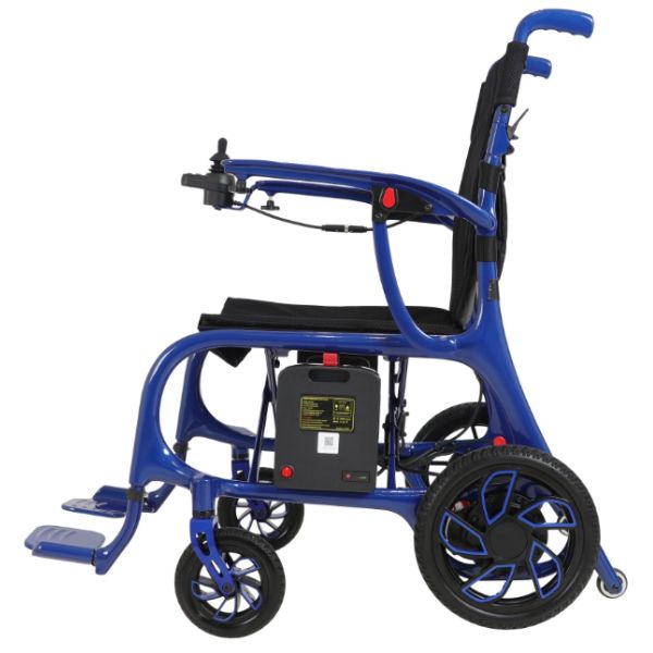 Helium Ultra Lightweight Power Wheelchair in Blue Right Side View
