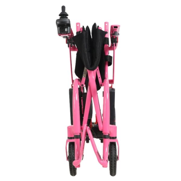 Helium Ultra Lightweight Power Wheelchair in Pink Folded