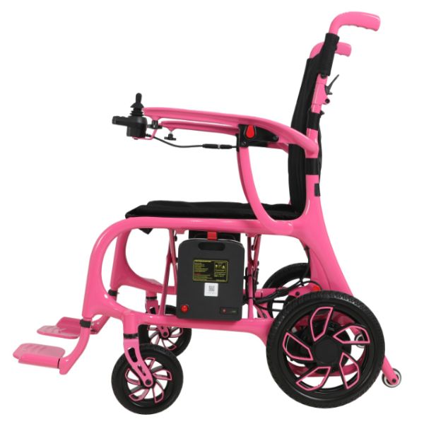 Helium Ultra Lightweight Power Wheelchair Pink Left Side View