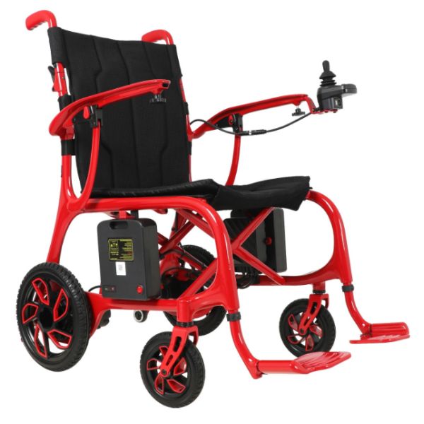 Helium Ultra Lightweight Power Wheelchair Red in Right Angle View