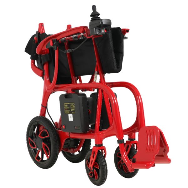 Helium Ultra Lightweight Power Wheelchair in Red Folding Position