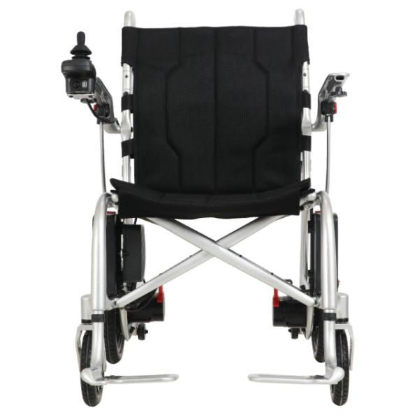 Helium Ultra Lightweight Power Wheelchair Silver Font View