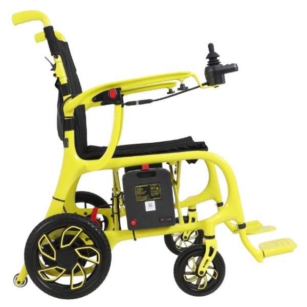 Helium Ultra Lightweight Power Wheelchair Yellow in Right Side View