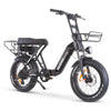 JUNTOS Foldable Step - Through Foldable Lightweight Electric Bike black front right view