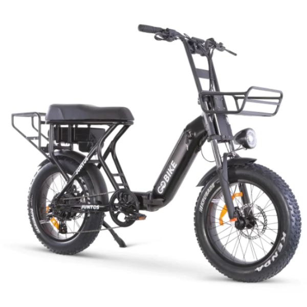 JUNTOS Foldable Step - Through Foldable Lightweight Electric Bike black front right view