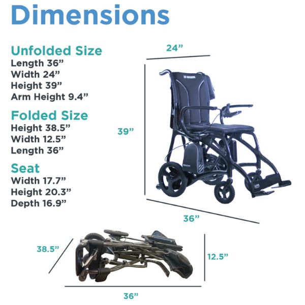 Journey Air Elite Max Lightweight Folding Electric Wheelchair Dimensions