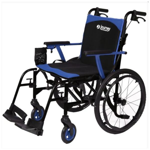 Journey So Lite C2 Ultra Lightweight Wheelchair with blue accents on a white background