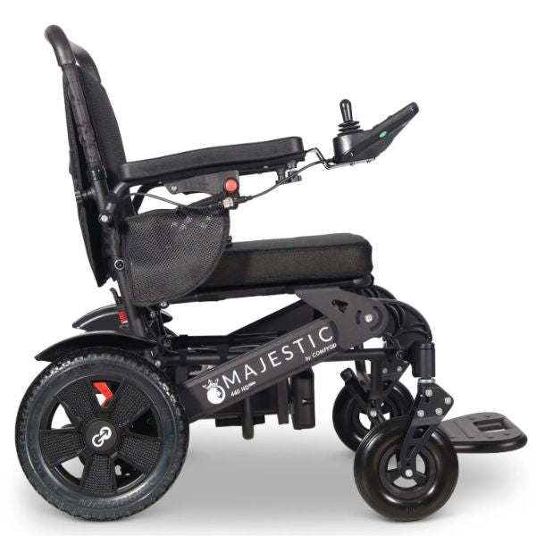 ComfyGo Majestic 440 HD Plus Remote Control Power Wheelchair with 'Majestic' branding on a white background