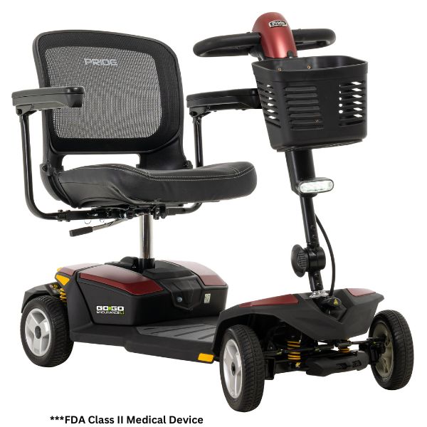 Pride Mobility Go Go Endurance Li Travel Mobility Scooter Garnet Red