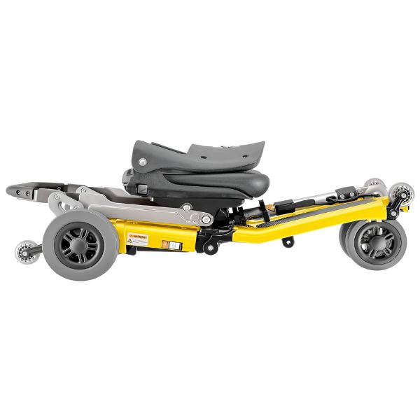 FreeRider USA Luggie Standard 4 Wheel Foldable Travel Scooter Yellow Color Folded View