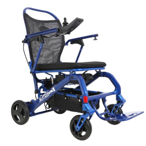 Matrix Ultra 2 Carbon Fiber Folding Electric Wheelchair in Blue