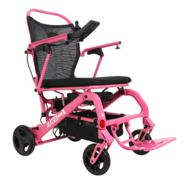 Matrix Ultra 2 Carbon Fiber Folding Electric Wheelchair in Pink