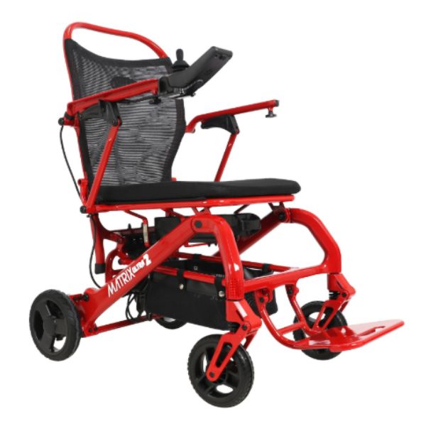 Matrix Ultra 2 Carbon Fiber Folding Electric Wheelchair in Red