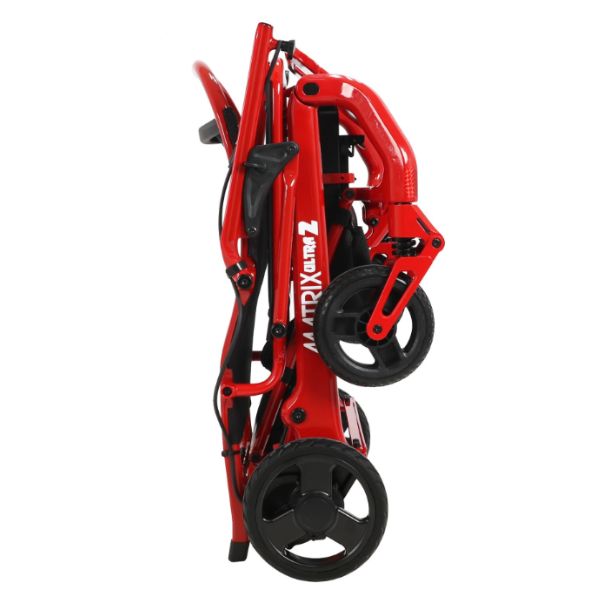 Matrix Ultra 2 Carbon Fiber Folding Electric Wheelchair Red Folded