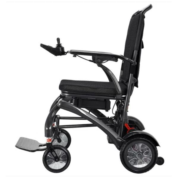Matrix Ultra Carbon Fiber Electric Wheelchair in Black Left Side View