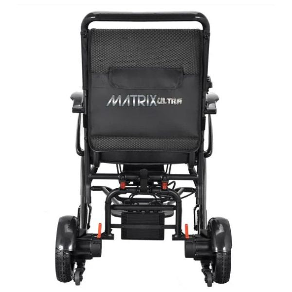 Matrix Ultra Carbon Fiber Electric Wheelchair in Black Rear View