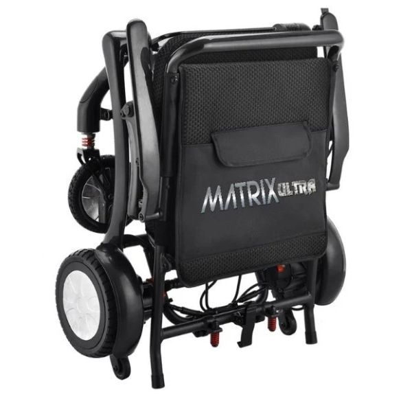 Matrix Ultra Carbon Fiber Electric Wheelchair in Black Folded