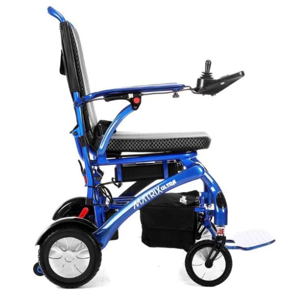 Matrix Ultra Carbon Fiber Electric Wheelchair in Blue Right Side View