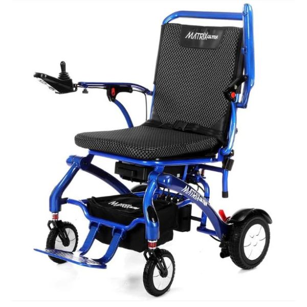 Matrix Ultra Carbon Fiber Electric Wheelchair in Blue