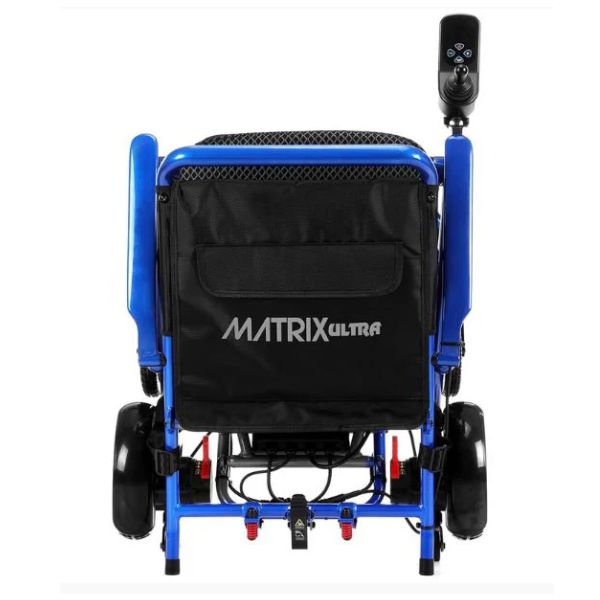 Matrix Ultra Carbon Fiber Electric Wheelchair in Blue Folded