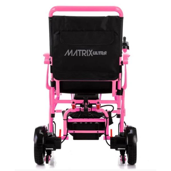 Matrix Ultra Carbon Fiber Electric Wheelchair in Pink Rear View