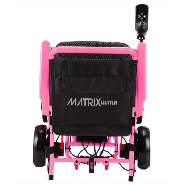 Matrix Ultra Carbon Fiber Electric Wheelchair in Pink Folded