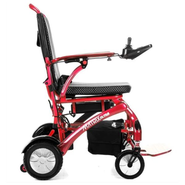 Matrix Ultra Carbon Fiber Electric Wheelchair in Red Right Side View
