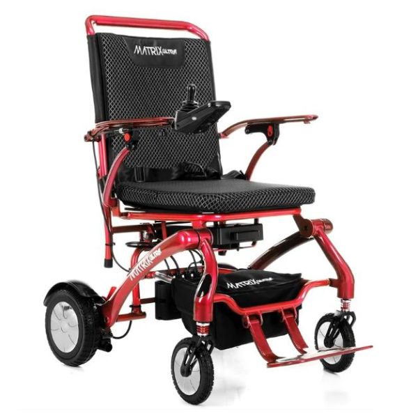Matrix Ultra Carbon Fiber Electric Wheelchair in Red