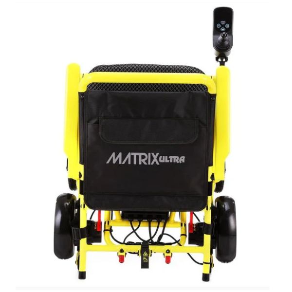 Matrix Ultra Carbon Fiber Electric Wheelchair in Yellow Folded