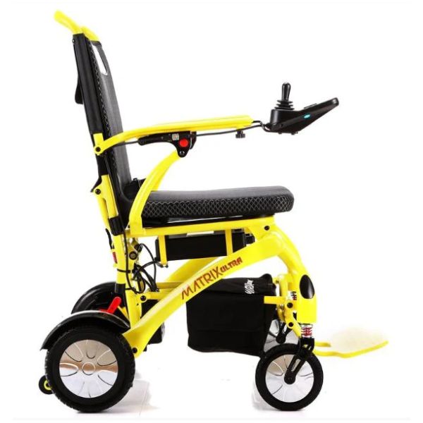 Matrix Ultra Carbon Fiber Electric Wheelchair in Yellow Right Side View