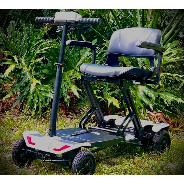 Megatrone Automatic Folding 4 Wheel Mobility Scooter on the Grass