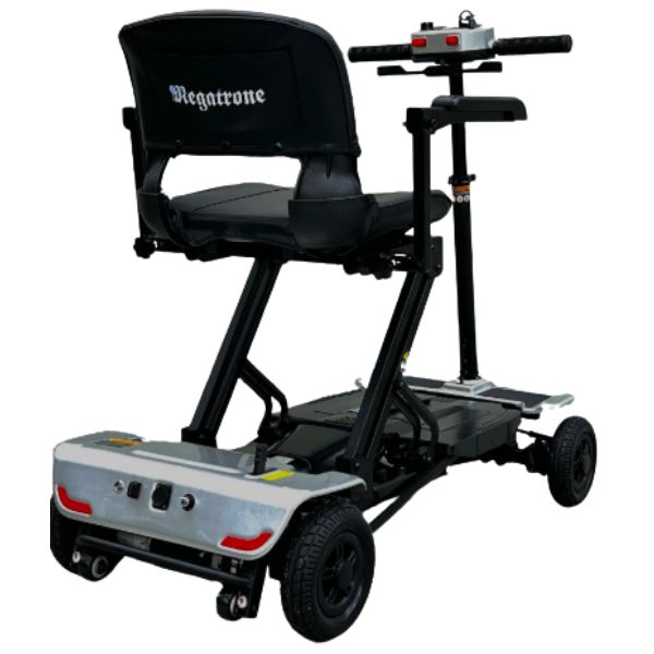 Megatrone Automatic Folding 4 Wheel Mobility Scooter in Silver Rear View
