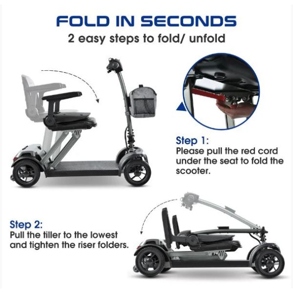Metro Mobility Air Traveller 2 4-Wheel Mobility Scooter How to Fold in Seconds