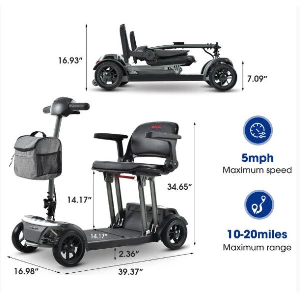 Metro Mobility Air Traveller 2 4-Wheel Mobility Scooter Product Dimensions