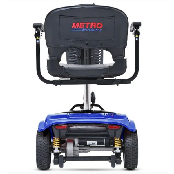 Metro Mobility Elite Portable Mobility Scooter Blue in Rear iew